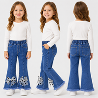 Jeans pour filles 2026 Nouvelle collection Printemps-Automne Vêtements pour enfants Pantalon long élastique pour bébé fille Pantalon évasé à nœud pour enfants