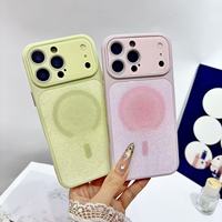Nouvelle coque de téléphone magnétique à fenêtre large avec paillettes dégradées, protection intégrée de l'objectif