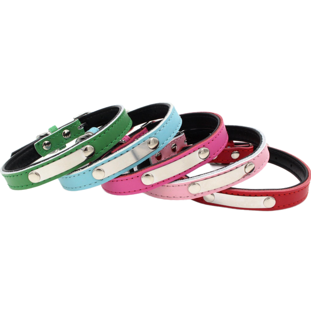 High Quality Fashion Pet Leather Collar Laser Name Puppy Cat Adjustable Collar Anti Losing Small Dog Collar