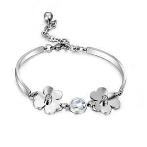 Korean Style <b>Flower</b> Crystal <b>Bracelet</b> For Women Titanium Steel Everyday Wear CE469 - Product Image 1