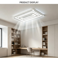 Ventilateur de plafond sans pales LED blanc moderne européen de 42 pouces avec télécommande, moteur AC 220V à 6 vitesses et intensité variable, corps en fer