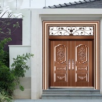 Chine top fabricant en gros en acier double porte principale de sécurité métal double porte extérieure pour les maisons de style