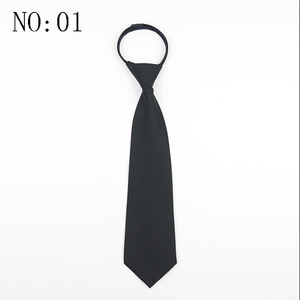 Color sólido Cremallera Corbata Hombres Negocios Formal Profesional Negro Rojo Azul Lazy Tie Venta al por mayor Spot - Product Image 3