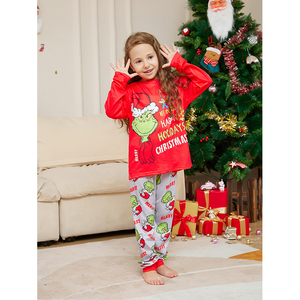 Nuevos pijamas de tela de seda de leche con estampado navideño para mamá y para <span class=keywords><strong>mi</strong></span> familia, pijamas a juego. - Product Image 3