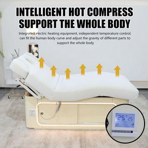 Cama de masaje de salón de belleza <span class=keywords><strong>Beige</strong></span> de lujo con 2 motores, función de calefacción, cama de masaje cosmético, cama de Spa Facial eléctrica - Product Image 2