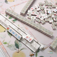 Jeu de Mahjong américain blanc nacré, 160 tuiles en acrylique opale, tuiles de Mahjong rose et vert multicouche, jeu de table de luxe