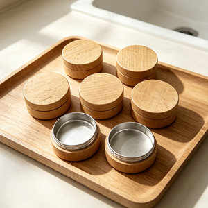 Tarro de madera personalizado WeWood de Vietnam con logo, recipiente de crema con revestimiento interior de aluminio y carcasa de madera natural, caja para bálsamo, ungüento o pomada. - Product Image 6