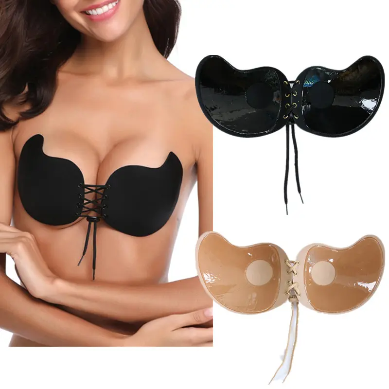 Reggiseno Senza Spalline Del Reggiseno Push Up Bralette Chiusura Anteriore del seno di sollevamento del nastro del Tuffo U Sexy Adesivo Invisibile Reggiseno