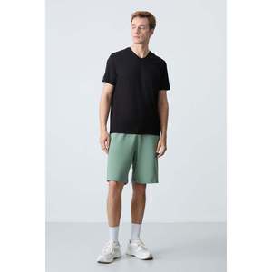 Shorts pour homme en coton vert clair, épais, doux, texturé, coupe standard, basique - 81275 - Cactus - Product Image 1
