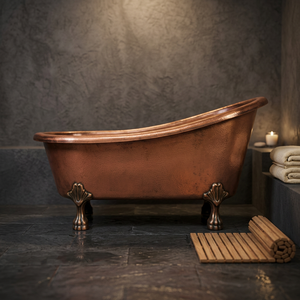 Bañera de Cobre Martillado Estilo Ofuro Japonés para Adultos - Portátil, Plegable y Duradera, Artesanía India para el Hogar - Product Image 1