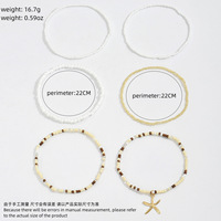 Bohemian gelang kaki manik-manik warna-warni pantai musim panas liontin Fashion perhiasan bintang laut Multi lapisan elastis biji manik gelang kaki