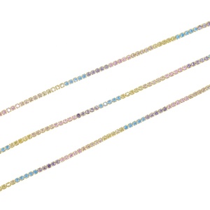 Fine mince Tennis chaîne <span class=keywords><strong>tour</strong></span> <span class=keywords><strong>de</strong></span> <span class=keywords><strong>cou</strong></span> 2MM Mini chaîne arc-en-ciel rose bleu violet <span class=keywords><strong>jaune</strong></span> CZ Zircon collier pour femmes Hip Hop collier - Product Image 4