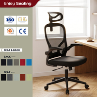 Chaise de bureau ergonomique à dossier haut en maille, appui-tête réglable, accoudoirs rabattables, hauteur réglable, pivotante, chaise de travail informatique personnalisable