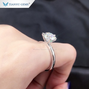 Tianyu Gems Bagues de fiançailles personnalisées en or blanc 14 carats 1ct/1.5ct /2ct diamant Moissanite - Product Image 5