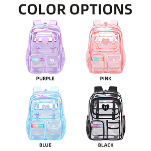 <span class=keywords><strong>Mochila</strong></span> Escolar Transparente de PVC Resistente con Múltiples Compartimentos Color Rosa para Niños de <span class=keywords><strong>Primaria</strong></span>, Venta al Por Mayor - Product Image 2