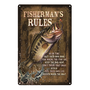 Letrero Vintage para Decoración Rústica de Caza y Pesca al Aire Libre, Letreros de Pesca Vintage para <span class=keywords><strong>el</strong></span> Hogar, Letrero de Pared de Metal para Cuarto de Pesca, SH007 - Product Image 5