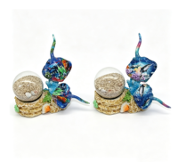Figurine en résine de raie, poisson tropical, décor océanique côtier, avec base en corail et globe de sable, ornement souvenir de plage