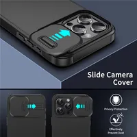 Coque de protection antichoc mate avec cache coulissant pour appareil photo pour iPhone 17, 16, 13, 15, 14, 11, 12 Pro Max Plus, 16e, 17 Air