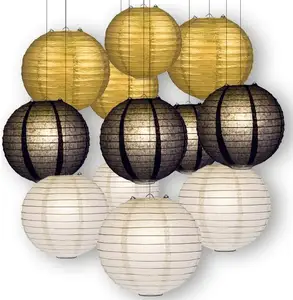 Black White and Gold Celebration Party Pack Decoration Set traditional paper lantern