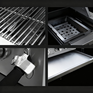 Barbecue intégré en acier inoxydable 304 - Barbecue moderne haut de gamme avec revêtement en poudre, charbon de bois, double combustible, fumoir <span class=keywords><strong>américain</strong></span> - Product Image 2