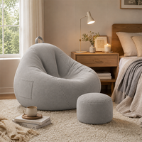 Fauteuil pouf confortable avec repose-pieds ottoman, chaise de relaxation en tissu doux pour salon, chambre, dortoir et espace de jeu