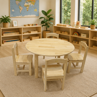 Ensemble table et chaise Montessori en bois à bords lisses, non toxique, avec rangement, idéal pour les centres d'apprentissage précoce - Vente chaude