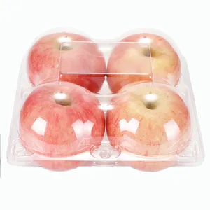 Benutzer definierte 4 Fächer Clam shell Kunststoff PET Obst behälter Box klar Apfel Box Obst stapelbar Tablett