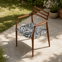 Chaise de salle à manger moderne en bois de noyer massif avec coussin en tissu rayé zèbre et dossier durable pour appartement, maison, bar, villa, hôtel