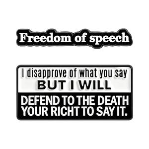 Pin de los derechos humanos y <span class=keywords><strong>la</strong></span> <span class=keywords><strong>libertad</strong></span> de expresión en blanco y negro - Product Image 1