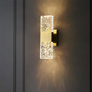 Apliques de pared Led de diseño dorado de cristal de decoración interior moderna para dormitorio de Hotel - Product Image 1