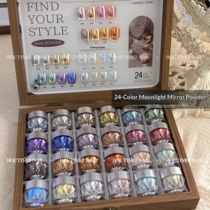 High-End 24 Color Moonlight <b>Magic</b> Mirror Powder Ultra-Fine Ultra-Shiny Japanese Glitter Nail Chrome Pigment Manicure Set - Product Image 1