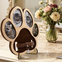 Cadre photo commémoratif pour animaux de compagnie en bois artisanal Pafu, fait main, en forme de patte, pour colliers de chat et de chien, cadeau souvenir pour les amoureux des animaux.