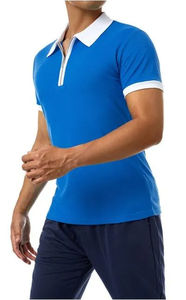 Polo de manga corta de color de contraste con semi-cremallera Polo de hombre de moda transpirable personalizado con cremallera - Product Image 3