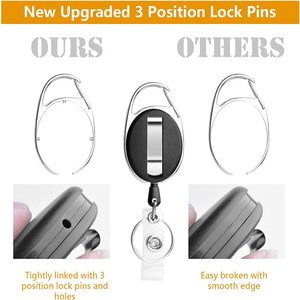 Wholesale oval-shaped ID card holder with back <b>clip</b>, easy-pull <b>buckle</b>, retractable nylon rope, badge scroll, ID keychain, and - Product Image 4
