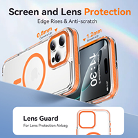 Coque de téléphone magnétique populaire en métal orange avec protection d'objectif pour iPhone 16 Pro Max, hybride TPU PC, antichoc 2,5 mm