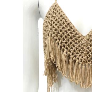 Bikini personnalisé à col en V rayé, crocheté à la main, en spandex, ensemble deux pièces, mini bikini, maillot de bain, vêtements de plage pour femmes - Product Image 5