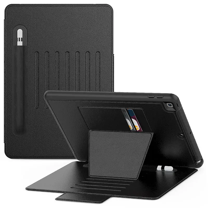 For iPad 10.2 2019 2020 Universaa Business Auto Sleep Wake Magnetic Stand Pencil Holder Card Slot TPU PU Leather Tablet Case