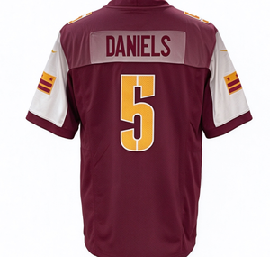 Camiseta de Fútbol Americano Unisex de los Washington Commanders, 100% Poliéster, Personalizada, Color Granate, con Nombre y Número Bordados, Manga Corta, para Fanáticos - Product Image 4
