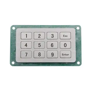 Custom 12 Keys Matrix Rugged Press numeric tactile Metal Keypad with pcb