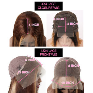 Perruques en <span class=keywords><strong>cheveux</strong></span> humains brésiliens avec mèches, 180 220, en dentelle transparente en T, couleur marron blond piano, perruques frontales en dentelle - Product Image 6