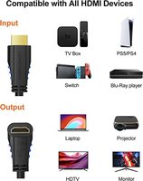 Câble HDMI à haute vitesse, 4K/60Hz, 3D, numérique, HD, 90 degrés