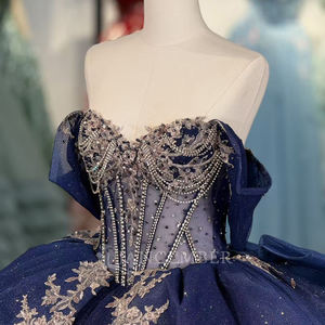 Dy5926 Magnifique robe de bal en mousseline de soie pour Quinceañera, robes de fête, appliques, taille naturelle scintillante, antistatique, 100% coton, maxi - Product Image 4