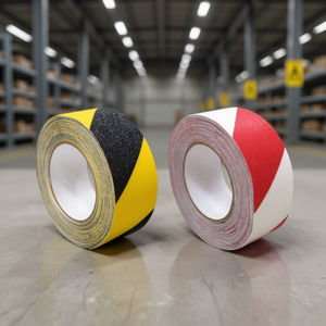 Ttake Two-Tone Anti-Slip <b>Tape</b> Adhesive <b>Tapes</b> Yellow Black Red <b>White</b> 50mm x 18m Safety Warning Floor <b>Tape</b> - Product Image 3