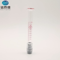 Seringue en verre borosilicate de 1 ml personnalisée avec impression sérigraphique, bouchon à vis Luer Lock et logo, pour distillat, huile et cire