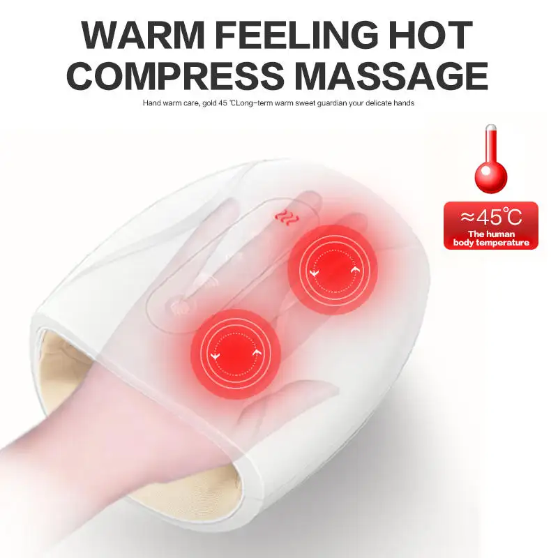 Hot người bán hàng tay trị liệu Massager bấm huyệt massage điện không khí nén nhiệt Palm ngón tay Pain Relief Hand Massager