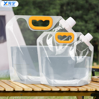 Tersedia 1L 5L 10L Kantong Plastik Transparan dengan Nozzle dan Pegangan untuk Bir, Minyak Zaitun, Jus, Susu, Teh, Sup Bawa Pulang