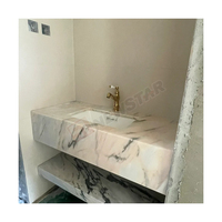 Newstar lavabo de salle de bain moderne meuble en pierre de marbre évier en onyx rose lavabo en marbre rose