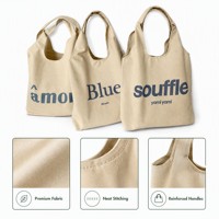 Sac fourre-tout en toile de coton biologique recyclé, réutilisable, écologique, personnalisé avec logo, grande taille, en vrac, pour courses