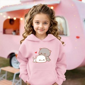 FOXA Sudadera con capucha de gato para mujer, sudadera de algodón con gráfico Kawaii y bolsillo, jersey de punto de manga regular - Product Image 3