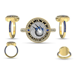 แหวนแชมป์เปี้ยนชิพโลหะผสมสังกะสีชุบทองคำขาว/แพลตตินั่มคุณภาพสูง ประดับคริสตัลไรน์สโตน สำหรับกีฬาเบสบอล  ปรับแต่งได้ตามความต้องการ - Product Image 2